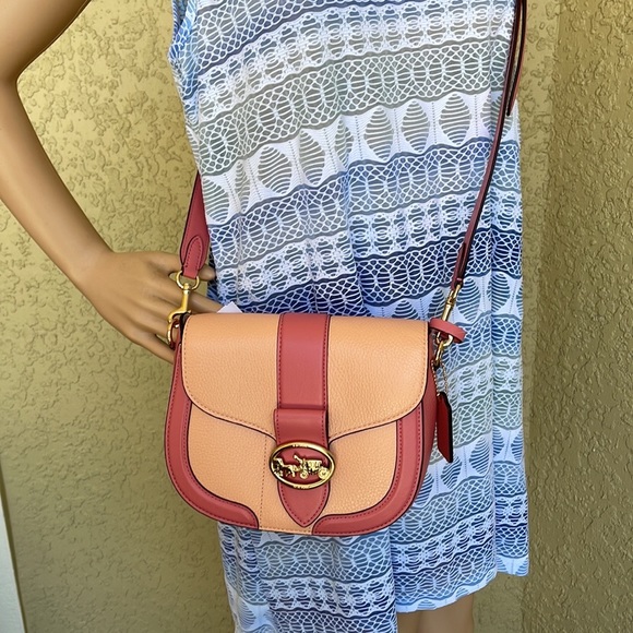 Coach Georgie Saddle Bag In Colorblock
Gold/Faded Blush/Taffy - Picture 9 of 16